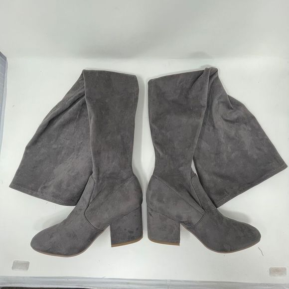 Steve Madden Loyal Women's Over the Knee Boots Block Heels Suede Grey Size 8M - Picture 1 of 14